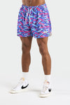 Front View of Miami Nights Brushstroke GTS Hype 5 Inch Mesh Shorts