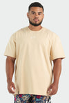 Front Image of Tan Back Script Oversized Tee