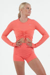 TLF Genesis Long Sleeve Crop Top Hot Coral 1