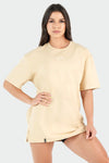 Front Image of Tan GTS Back Script Oversized Tee