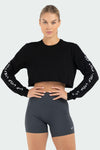 TLF GTS Long Sleeve Crop Tee - Long Sleeve Crop Workout Top - Black - 1