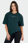 Front View of GTS gmpavingco Oversized Tee Dark Harvest Green