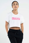 TLF Knockout Gym Crop Tee - Gym Crop Top Womens – White-Pink - 6