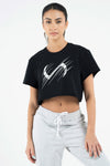 TLF Lift Oversized Gym Crop Tee - Best Workout Crop Tops - Black-White  - 1