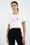 TLF Lift Oversized Gym Crop Tee - Gym Crop Top Womens – White-Pink -1 